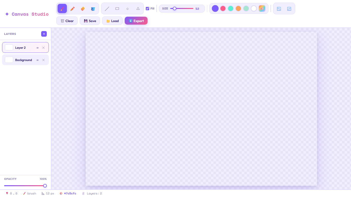 Canvas Studio drawing app desktop interface