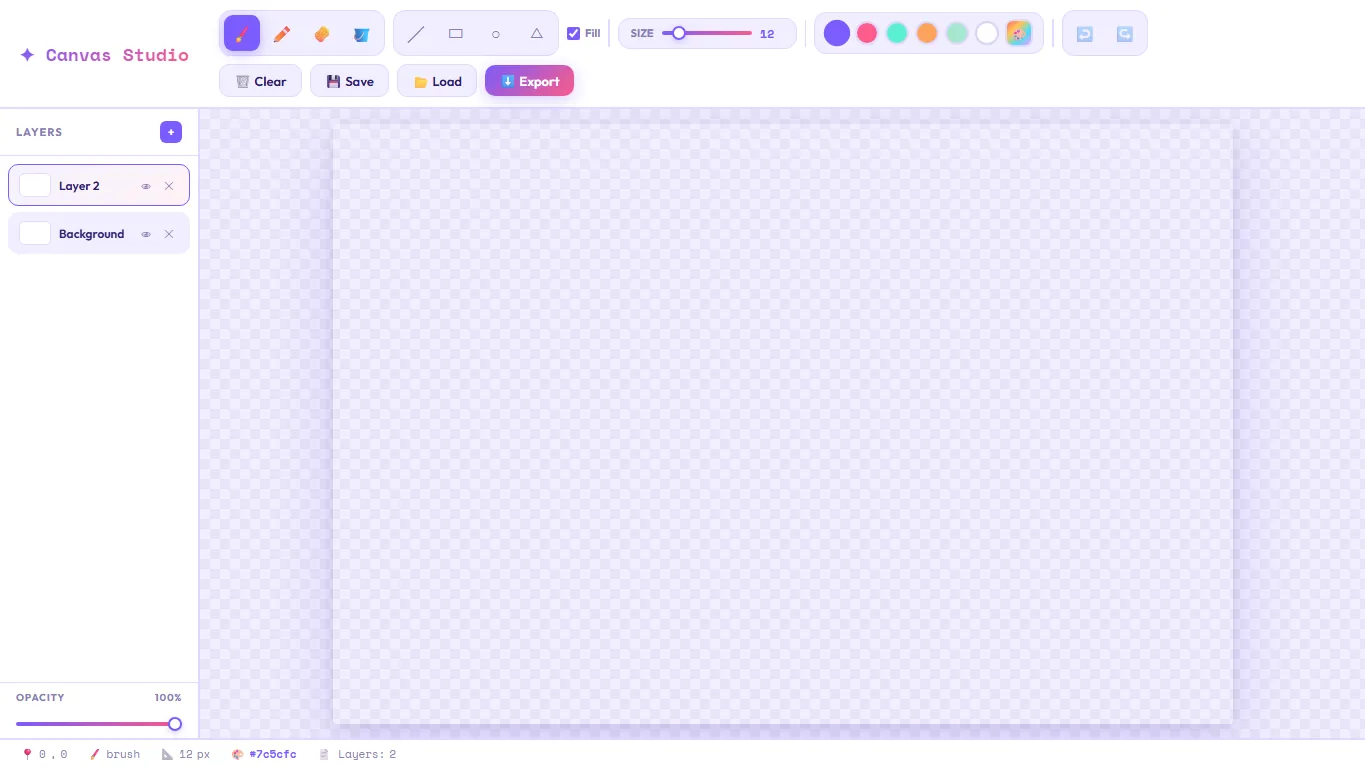 Canvas Studio drawing app desktop interface