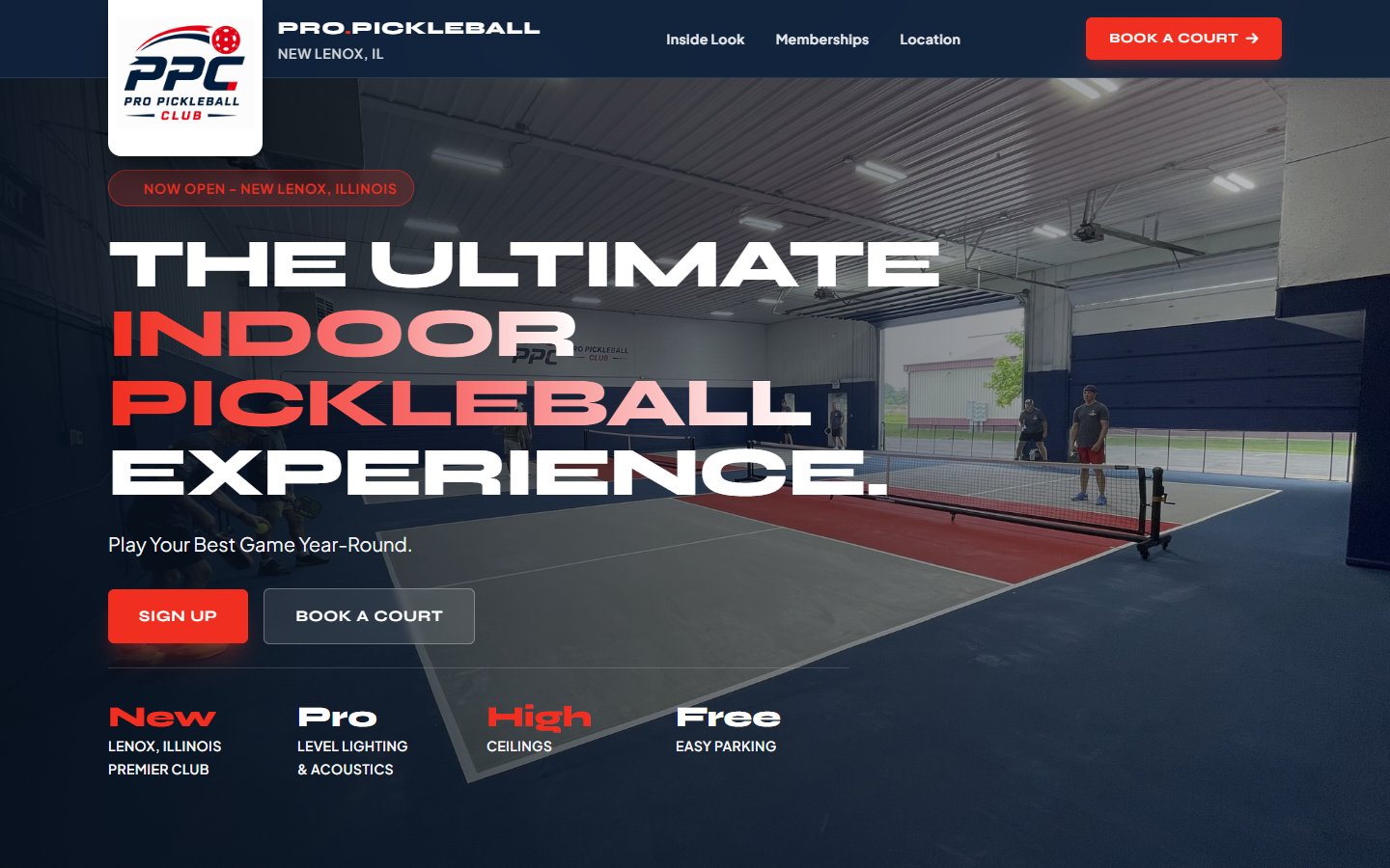 Pro Pickleball Club homepage preview